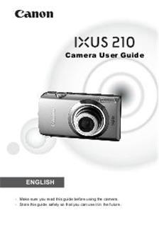Canon Digital Ixus 210 manual. Camera Instructions.